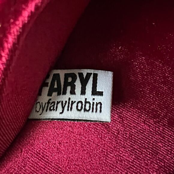 FARYLROBIN Pom Pom Velvet Slippers Sz 7 Burgundy Wine Grandma Mom Retro NWT - Picture 4 of 6